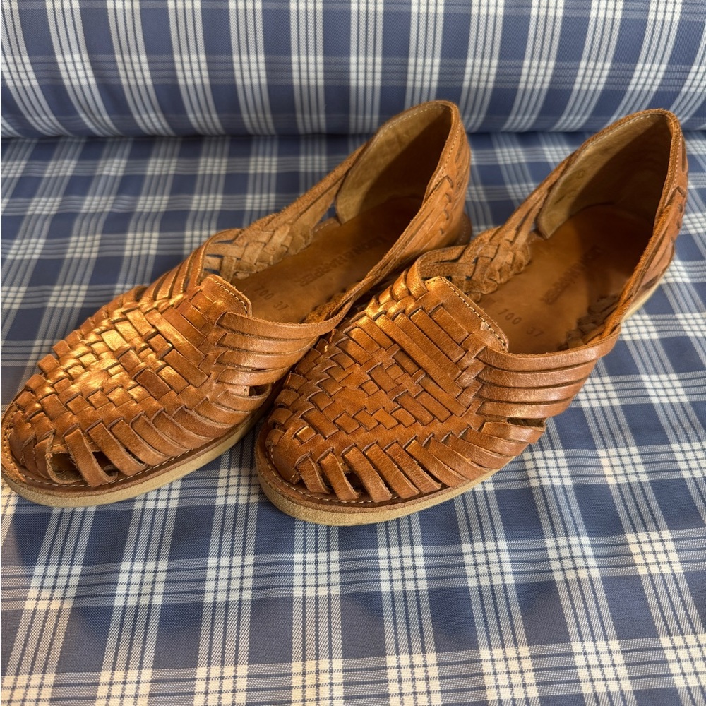 Women's Brown Woven Leather Loafers